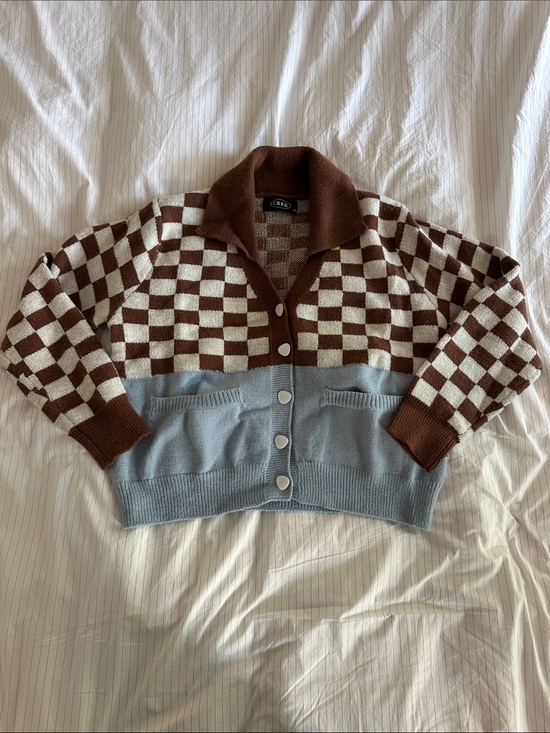 Cider Sweaters - Cider - Checker Knit Button-Front Cardigan Sweater - M